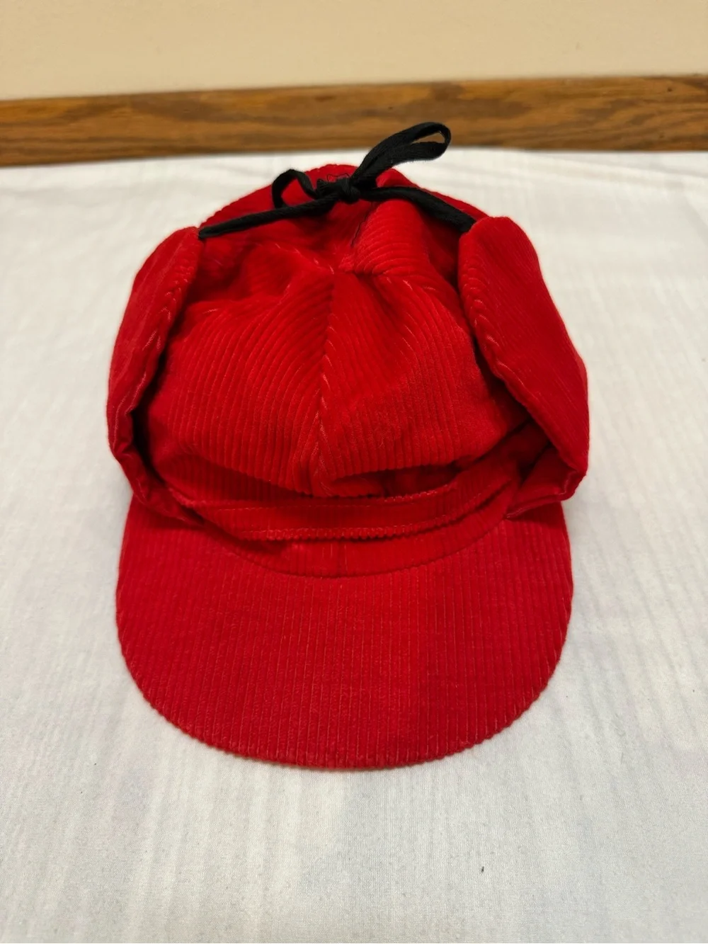 Vintage United Hatters Caps Millinery Red Corduroy Hunting Ear Flaps Hat 7 3/8
